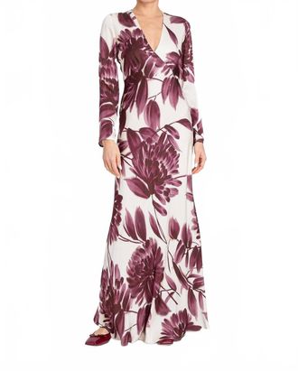 Twin-Set Botanic Bloom Maxi Dress In Burgundy