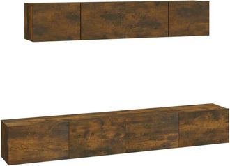 vidaXL Set De Muebles De Tv 4 Pzas Madera Contrachapada Roble Ahumado Vidaxl