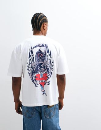 AllSaints T-shirt a maniche corte con logo grafico e stampa sul retro bianca-Bianco