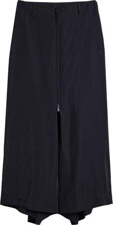 Yohji Yamamoto Neutrals Wide-Leg Front Zipper Viscose-Blend Pants