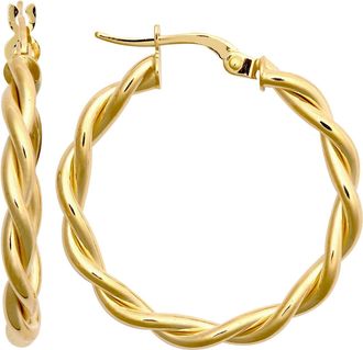 Jewelco London 9ct Gold Plain Twisted Double Interlocked 3mm Hoop Earrings 25mm - JER785C