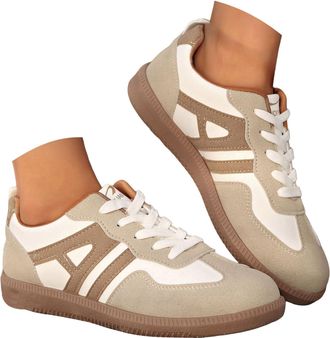 Generic Womens Color Block Walking Shoes Retro Fashion Sneakers Lightweight Casual Lace-Up Non Slip Sneakers Classic Trainers Skateboard Tennis Running Shoes 