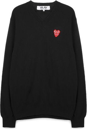 Comme Des Gar&ccedil;ons Play Double Heart Patch Knit