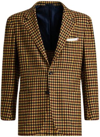 Kiton Kasjmier Micro-Geruite Blazer - Heren - Blazers - Veelkleurig - XL - Kasjmier - Jassen