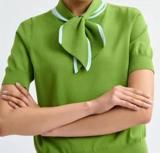 Essentiel Jonda Fine Knit Polo With Scarf In Spirulina