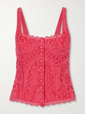 Charo Ruiz Ibiza Crop Top In Pizzo Sangallo Di Misto Cotone Nereus - Rosa