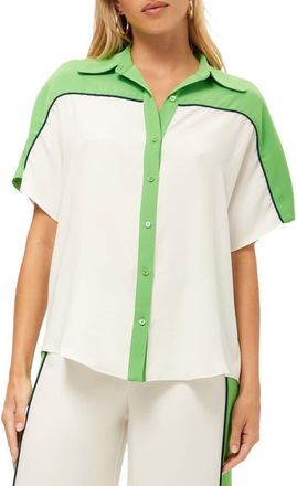 Trina Turk Series 2 Colorblock Button Up Top in Whitewash/multi at Nordstrom, Size X-Large