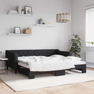 vidaXL Sof&aacute; Cama Nido Tela Negro 90x190 Cm Vidaxl