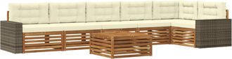 vidaXL Conjunto De Sof&aacute;s De Exterior 7 Uds. Natural Y Crema Poli&eacute;ster Vidaxl