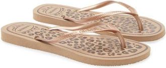 Havaianas Slim Animal Print Flip Flop in Rose Gold/rose Gold at Nordstrom, Size 11
