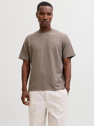 Jack & Jones Rundhalsshirt JACK & JONES JJEAUSTIN TEE SS NOOS, Herren, Gr. XXL, falcon, Single Jersey, Obermaterial: 58% Polyester, 40% Baumwolle, 2% Elasthan, uni