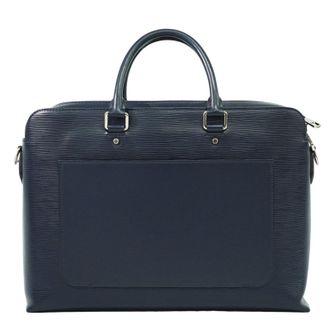 Louis Vuitton Brooks Briefcase Epi Leather Navy Leather Briefcase Bag (Pre-Owned)