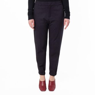 Emporio Armani Navy Jersey Twill Elasticated Waist Trousers, Size Large
