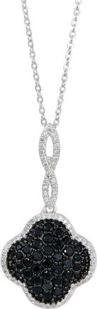 Savvy Cie Jewels Two Tone CZ Clover Pendant Necklace in White/Black at Nordstrom Rack