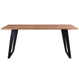 Miliboo Mesa De Comedor En Acacia Y Metal Negro L175 Kora