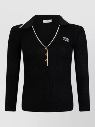 Elisabetta Franchi ribbed wool polo sweater