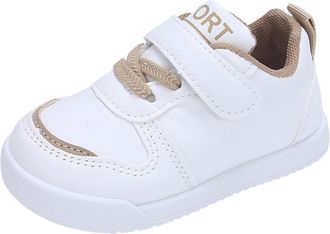 Generic Toddler Boys Girls White Athletic Shoes Baby Slip On Flat Wide Trainers Cute Walking Running Sneakers Lightweight Soft Comfy Anti-Slip Sports Shoes (K