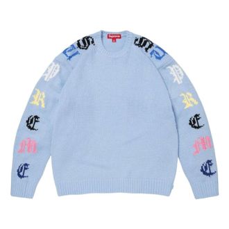 SUPREME SS26 Old English Sleeves Sweater Light Blue SUP-SS26-059-LHTBLU