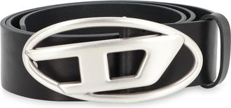 Diesel Womens Leather Belt With Elegant Buckle Black Cow Hide