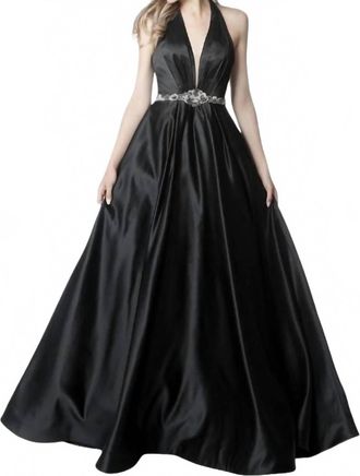 Sherri Hill Halter Beaded Waist Prom Dress In Black