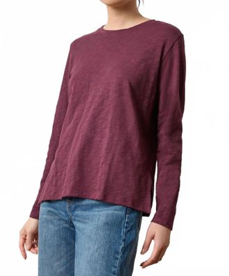 Lilla P Long Sleeve Boyfriend Tee In Merlot
