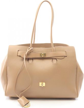 Balenciaga Beige Leather Handbag Tote Bag (Pre-Owned)