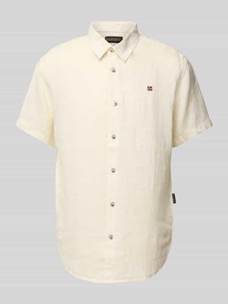 Napapijri Regular Fit Freizeithemd aus reinem Leinen in Weiss, Gr&ouml;&szlig;e XXL