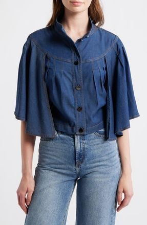 Ciebon Biffy Cape Denim Jacket in Denim Blue at Nordstrom, Size X-Small