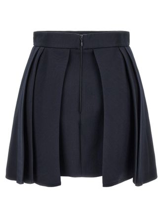 Elisabetta Franchi Fresh Wool Pleated Skirt - Navy