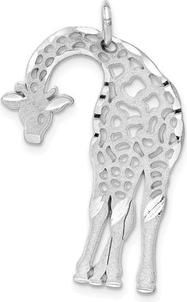 Diamond2Deal 14k White Gold Solid Satin Diamond-cut Flat-Backed Giraffe Charm