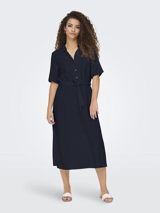 Jacqueline de Yong Halflange jurk met ceintuur en hemdskraag