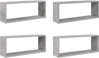 vidaXL Vidaxl - Estante Cubo Pared 4 Uds Madera Ingenier&iacute;a Hormig&oacute;n 60x15x23cm