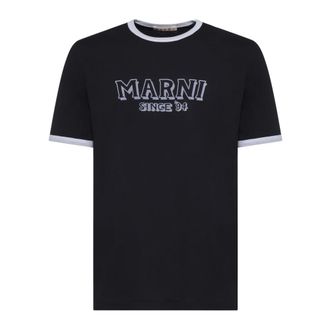 Marni T-Shirts, male, Blue, Size: 2XL Crew-neck Printed T-shirt