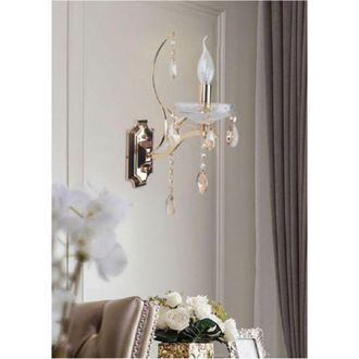 Trade Shop Trade Shop - Applique Da Parete Classica 1 Braccio Attacco E14 Cristalli Pendenti Gocce E68-1