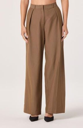 ASTR the Label Pleated Metallic Pinstripe Pants in Brown Gold Stripe at Nordstrom Rack, Size Large