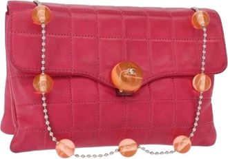 Chanel Pre-owned Shoulder Bags, female, Pink, Size: ONE SIZE Pre-owned Leather Shoulder Bag