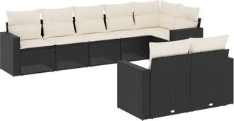 vidaXL Set De Sof&aacute;s De Jard&iacute;n 8 Piezas Y Cojines Rat&aacute;n Sint&eacute;tico Negro Vidaxl