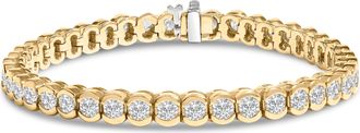 House of Brilliance 14K Yellow Gold 8.00 Cttw Half Bezel Set Diamond Tennis Bracelet