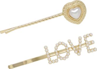 Ettika Love Set of 2 Hair Pins in Gold at Nordstrom