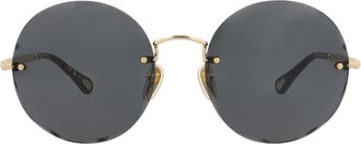 Chlo&eacute; Round-Frame Metal Sunglasses