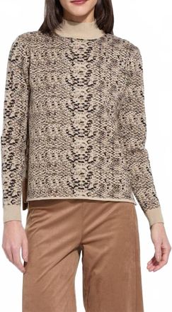 Lyss&eacute; Declan Mock Neck Jacquard Sweater In Lux Camel Snake