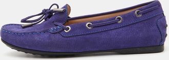 Tod's Tods Blue Nubuck Leather Bow Slip On Loafers