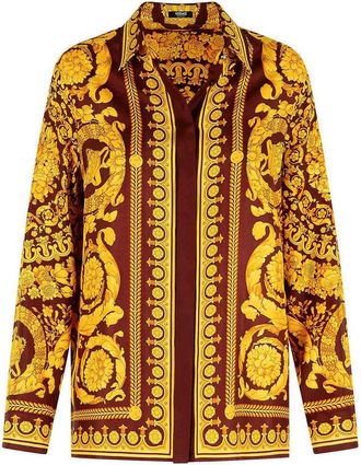 Versace Brown And Gold Silk Shirt