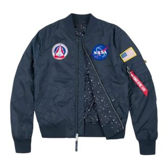 Alpha Industries Nasa Omkeerbare Bomberjas - Heren - Bomber jackets - Blauw - M - Nylon - Jassen