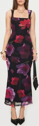 Princess Polly Eviana Floral Mesh Maxi Dress in Black at Nordstrom, Size 10