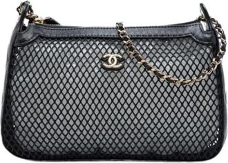 Chanel Pre-owned Vintage Mesh Shoulder Bag - Dames - Vintage Schoudertas - Zwart - ONE Size - Leer - Vintage