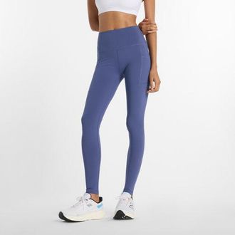 New Balance Donna RC Pocket Legging 27 in Blu, Maglia di Poliestere, Taglia L