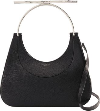 Alexander McQueen Womens Textured Lambskin Shoulder Bag Black