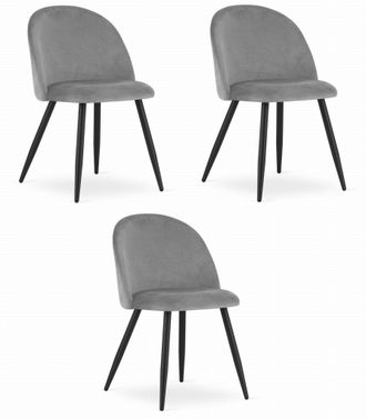 OEM Silla Bello - Terciopelo Gris Claro / Patas Negras X 3