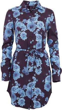Lords of Harlech Dorethy Stretch Viscose Shirt Dress in Serious Floral Plum at Nordstrom, Size Xx-Large